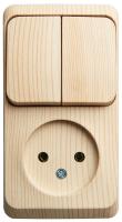 SE Этюд наруж Сосна Блок: Розетка б/з + выключатель 2-клавишный