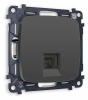 Комплект механизма телефонной розетки OMEGA MO912030 Графит мягкое касание RJ-11(4P4C) с защитной шторкой QUANT