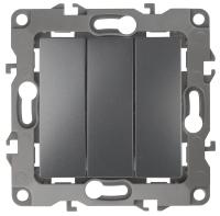 ЭРА 12-1107-12 Выключатель тройной, 10АХ-250В, IP20, 12, Графит