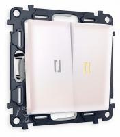 Комплект механизма 2-клавишного проходного выключателя с подсветкой 3200K ALFA MA204030 Жемчуг QUANT