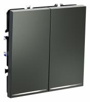 Проходной переключатель встраиваемый VOLTUM S70 двухклавишный с подсветкой 10А, (титан)