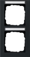 Gira E2 Черный Рамка 2-ая вертикальная с полем для надписи