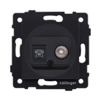Розетка двойная TV (мама) + телефонная розетка RJ11, черный матовый Kollinger REA-013BM для Aspekt, Eleganz, Reflex