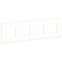 Schneider Electric Unica Pure Матовое стекло/Белая Рамка 4-ная горизонтальная