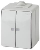 ЭРА 11-1605-03 Эксперт Серый Выключатель 2-кл с подсветкой ОУ IP65
