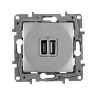 Legrand Etika, алюминий, зарядное устройство с USB разъемами A-C