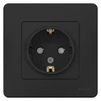 SE Blanca внутр Антрацит Розетка с/з со шторками, 16А, 250В