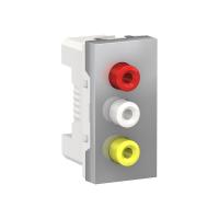 SE Unica Modular Алюминий Розетка 3 RCA, 2 модуля