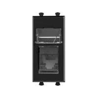 DKC Avanti Черный квадрат Компьютерная розетка RJ-45  категория 6А 1 модуль