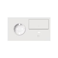 Simon 100 Белый матовый Кит 2 поста, фронт. Накладка на 1 роз.Schuko (прв) + 1 з/у USB C + 1 клав.выкл-ля, белый матовый