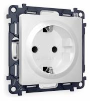 Комплект механизма электрической розетки ALFA MA107010 Белый глянец с заземлением со шторкми 2P+E 16A-250V QUANT