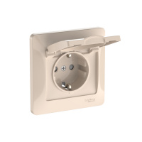Systeme Electric Glossa Бежевый Розетка с зазем. со шторк. с крышк., 16А, IP20, в сборе, быстрозажим. клем.