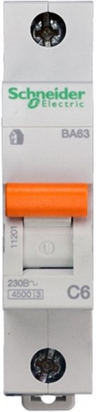Schneider Electric Домовой ВА63 Автоматический выключатель 1P 6A (C) 4.5kA