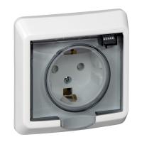 SE Этюд Бел Розетка 1-ая с/з с защитными шторками с крышкой IP44