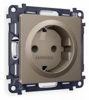 Комплект механизма электрической розетки ALFA MA637010 Темная бронза матовый с заземлением и шторками 2P+E 16A-250V QUANT