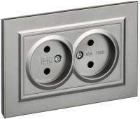 IEK BRITE Сталь Розетка 2-я без з/к/ш 10А в сборе РС12-2-БрС