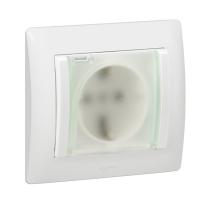 Legrand Galea Life Розетка IP44 немецкий стандарт 2К+3 автоматические клеммы White лицевая панель
