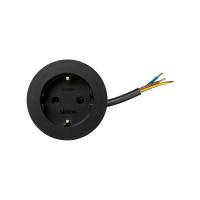 Simon S400 Врезная розетка Schuko 2P+E, free-провод 20 см черного цвета