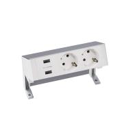 Simon 400 Настольный x3 розеточный блок, 2x2P+E, 2xUSB з/у, Алюминий,