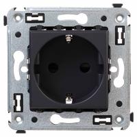 DKC Avanti Черный матовый Розетка 2P+E со шторками