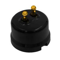 BIRONI Лизетта Пластик Черный Выключатель кнопочный 2-кл (тумблерный), ручка Золото