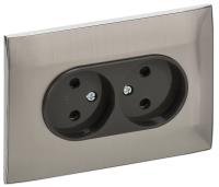 IEK SKANDY Никель Розетка 2-ая б/з с защитными шторками 10А в сборе SK-R09N