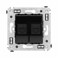 DKC Avanti Компьютерная розетка RJ-45 без шторки в стену, кат.6 двойная, Черный квадрат
