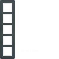 Berker Q.7 Антрацит с эффектом бархата Рамка 5-местная