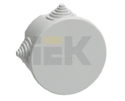IEK Коробка КМ41237 распаячная для о/п d75х40мм IP44 (RAL7035, 4 гермоввода)