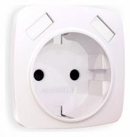 Лицевая панель OMEGA (Жемчуг) для электрической розетки с заземлением со шторками 2USB A+A QUANT OP2090