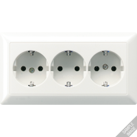 JUNG Штепсельная розетка SCHUKO 16A 250V~ тройная, полная плата слоновая кость