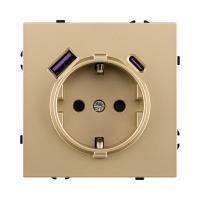 Розетка штепсельная SCHUKO 16A/250 В с USB A+C 20W, золотой Kollinger Eclipse EC-016GD