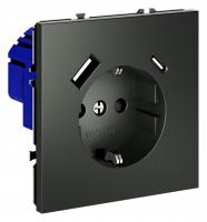 Розетка встраиваемая VOLTUM S70 с заземлением и защитными шторками, 16А, с USB, A+С, (титан) Розетка встраиваемая VOLTUM S70 с заземлением и защитными шторками, 16А, с USB, A+С, (титан)