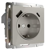 Розетка с заземлением, шторками и USB тип A+C (дымчатый) W1271704 Розетка с заземлением, шторками и USB тип A+C (дымчатый) W1271704