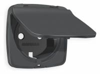 Лицевая панель OMEGA (Графит Мягкое касание) для электрической розетки с заземлением со шторками и крышкой IP44 QUANT OP9080