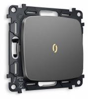 Комплект механизма 1-клавишного проходного выключателя с подсветкой 3200K OMEGA MO652030 Антрацит серый QUANT