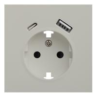 Лицевая панель для розетки 2к+з с USB A+C, лен (35637 LN)
