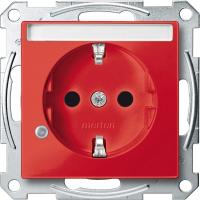 SE Merten SM Рубин Розетка с/з с защитными шторками, полем для надписи и индикацией(MTN2303-0306)