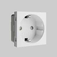 W1171160/ Модульная розетка с заземлением и шторками 45*45  (белый) W1171160