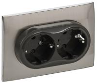 IEK SKANDY Никель Розетка 2-ая с/з с защитными шторками 16А в сборе SK-R07N