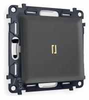 Комплект механизма 1-клавишного проходного выключателя с подсветкой 3200K ALFA MA902030 Графит мягкое касание QUANT