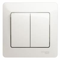 SE Glossa Перламутр Выключатель 2-клавишный, сх.5, 10АХ (в сборе)