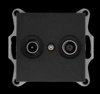 Jasmart Розетка TV+FM Φ9.5mm проходная с накладкой, цвет Антрацит