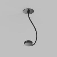 TR5514-BK Встраиваемое основание с возможностью подачи питания треку-ремню Belty, серия Base. Не вмещает блок питания. D65мм, монтажный D50мм, коннектор на проводе, L200-1500мм, IP20, черный, алюминий