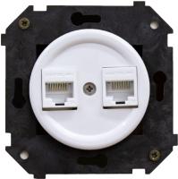 BIRONI Шедель Пластик Белый Розетка 2-ая RJ45 (скрытый монтаж)