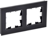 IEK BRITE Рамка 2-мест. РУ-2-2-БрЧ стекло черн.