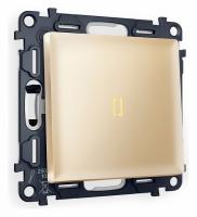 Комплект механизма 1-клавишного выключателя с подсветкой 3200K ALFA MA602010 Шампань QUANT