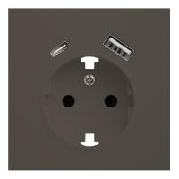 Лицевая панель для розетки 2к+з с USB A+C, капучино (35637 CP)