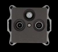 Jasmart Розетка TV+FM+SAT Φ9.5mm проходная с накладкой, цвет Мокко