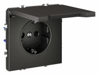 Розетка встраиваемая VOLTUM S70 с заземлением, защитными шторками и крышкой 16А, (титан)